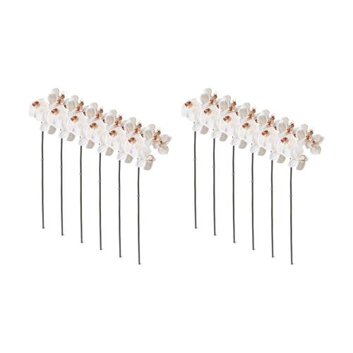 12PK E Style Phalaenopsis Orchid Mini Stem Artificial Flower Light Brown 14x51cm