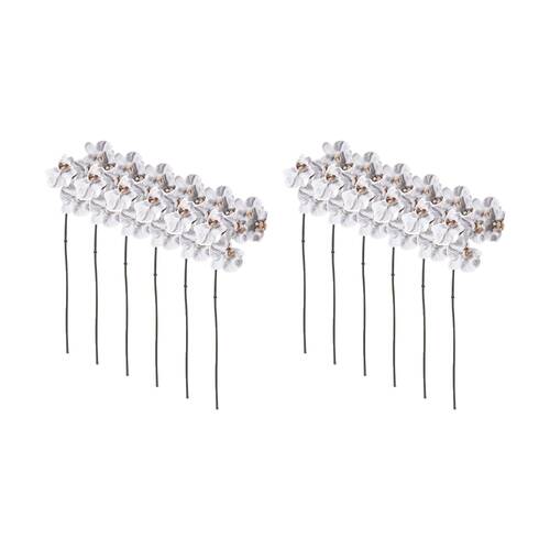 12PK E Style Phalaenopsis Orchid Mini Stem Artificial Flower White Black 14x51cm