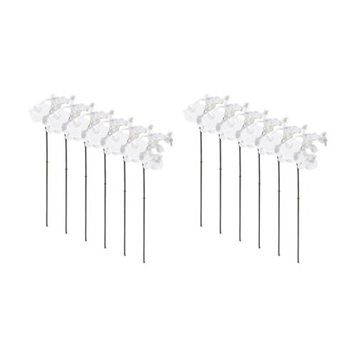 12PK E Style Phalaenopsis Orchid Mini Stem Artificial Flower White 14x7x51cm