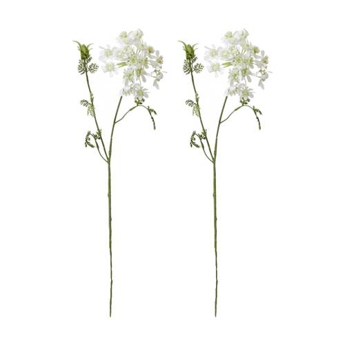 2PK E Style Lace Flower Stem Artificial Floral Decoration White 14x9x74cm