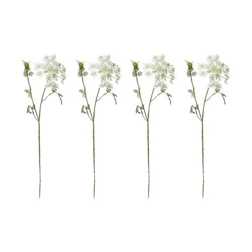 4PK E Style Lace Flower Stem Artificial Floral Decoration White 14x9x74cm