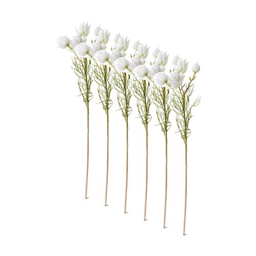 6PK E Style Blushing Bride Spray Floral Artificial Flower Stem White 11x10x56cm