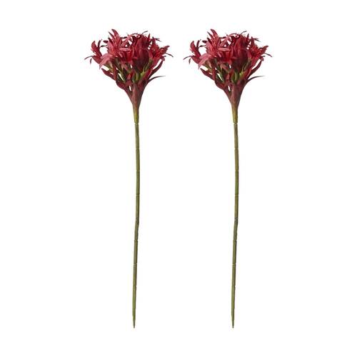 2PK E Style Gymea Lily Stem Artificial Flower Decoration Red 31x31x117cm