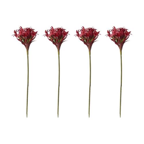 4PK E Style Gymea Lily Stem Artificial Flower Decoration Red 31x31x117cm