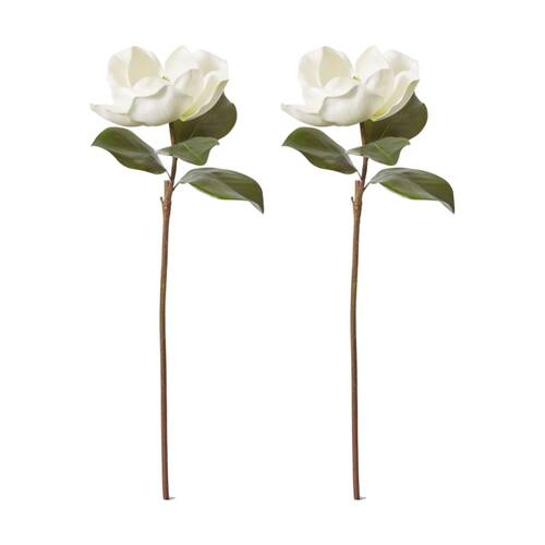 2PK E Style Magnolia Grand Stem Artificial Flower Decoration White 22x28x71cm