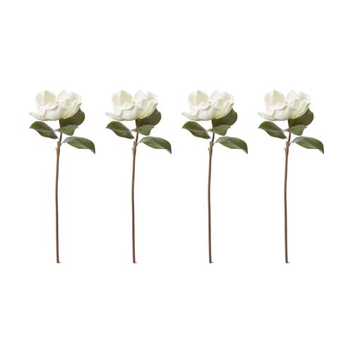 4PK E Style Magnolia Grand Stem Artificial Flower Decoration White 22x28x71cm