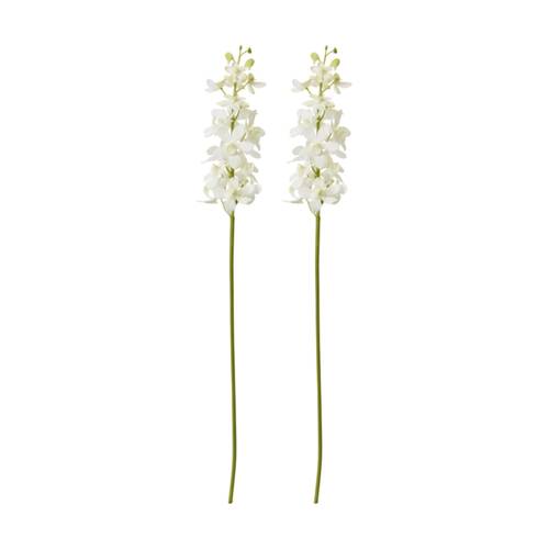 2PK E Style Orchid Vanda Stem Artificial Floral Decoration White 9x10x69cm