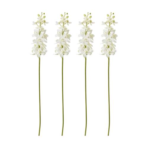 4PK E Style Orchid Vanda Stem Artificial Floral Decoration White 9x10x69cm
