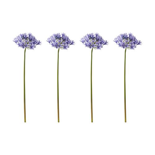 4PK E Style Agapanthus Stem Artificial Floral Decoration Blue 21x25x76cm