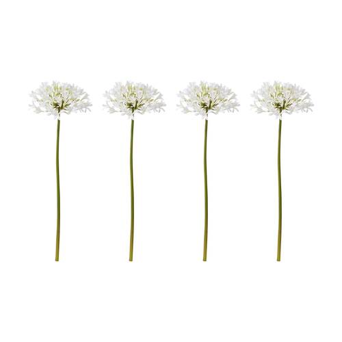 4PK E Style Agapanthus Stem Artificial Floral Decoration White 21x25x76cm