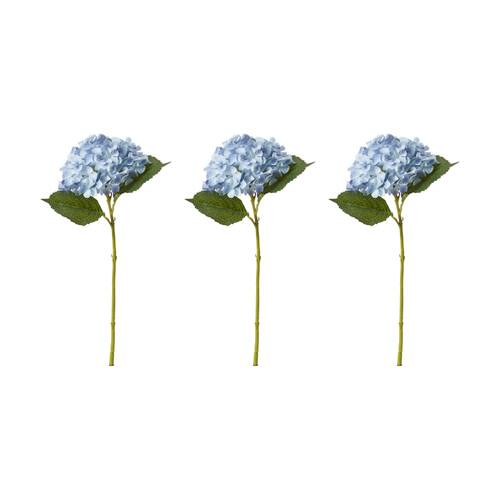 3PK E Style Hydrangea Garden Small Stem Artificial Flower Blue 15x26x47cm