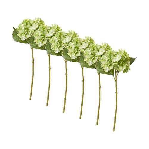 6PK E Style Hydrangea Garden Small Stem Artificial Flower Green 15x26x47cm