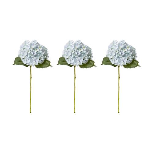 3PK E Style Hydrangea Garden Small Stem Artificial Flower Light Blue 15x26x47cm