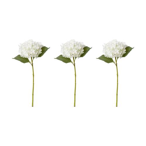 3PK E Style Hydrangea Garden Small Stem Artificial Flower White 15x26x47cm