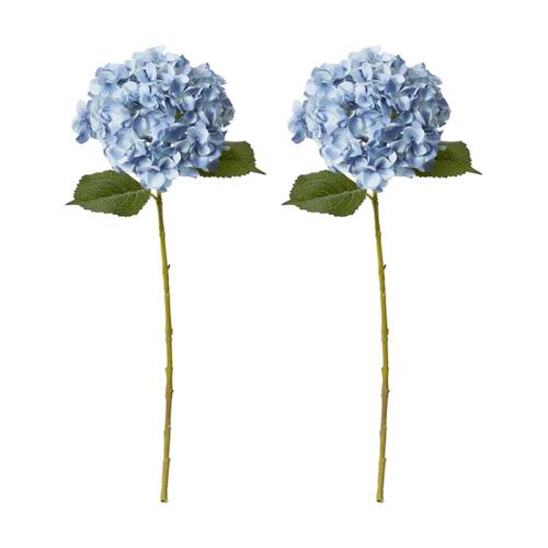 2PK E Style Hydrangea Garden Large Stem Artificial Flower Blue 19x31x65cm