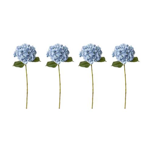 4PK E Style Hydrangea Garden Large Stem Artificial Flower Blue 19x31x65cm