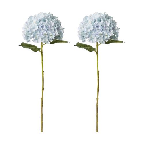 2PK E Style Hydrangea Garden Large Stem Artificial Flower Light Blue 19x31x65cm