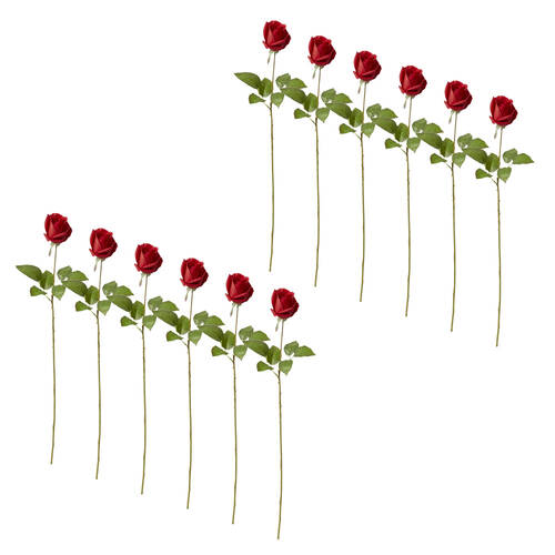 12PK E Style Rose Lady Stem Artificial Flower Decoration Red 16x10x65cm