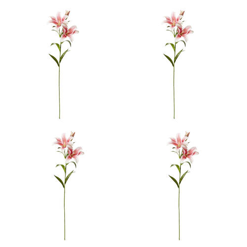 4PK E Style Lily Flower Spray Artificial Floral Decoration Dark Pink 24x16x90cm