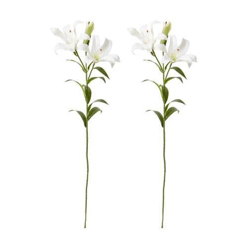 2PK E Style Lily Flower Spray Artificial Floral Decoration White 24x16x90cm