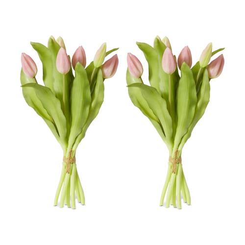 2PK E Style Tulip Bud Bundle Artificial Flower Decoration Pink 18x18x30cm