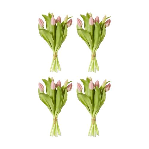 4PK E Style Tulip Bud Bundle Artificial Flower Decoration Pink 18x18x30cm