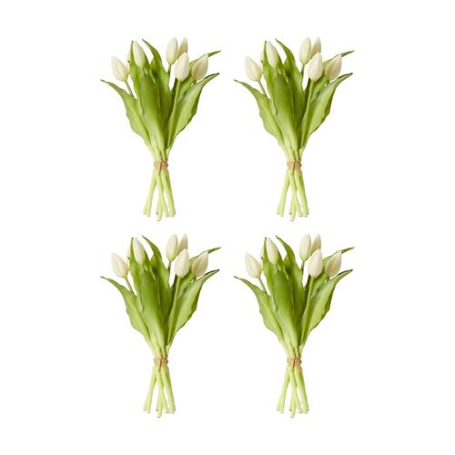 4PK E Style Tulip Bud Bundle Artificial Flower Decoration White 22x22x30cm