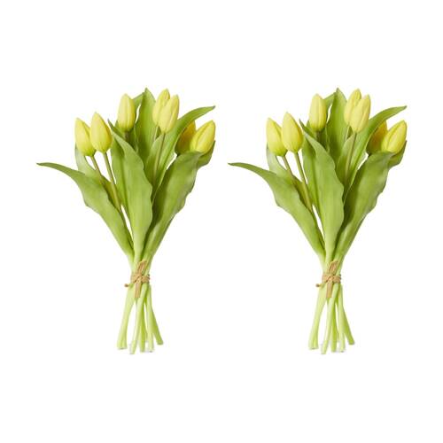 2PK E Style Tulip Bud Bundle Artificial Flower Decoration Yellow 22x22x30cm