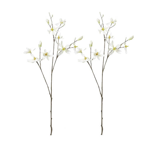 2PK E Style Magnolia Japanese Spray Artificial Flower Stem White 40x30x105cm