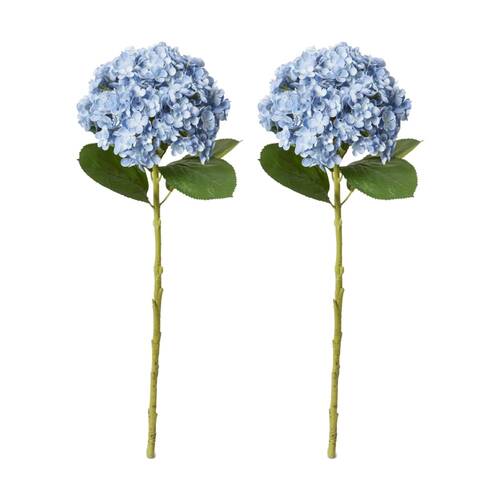 2PK E Style Hydrangea Stem Artificial Flower Decoration Blue 24x24x75cm
