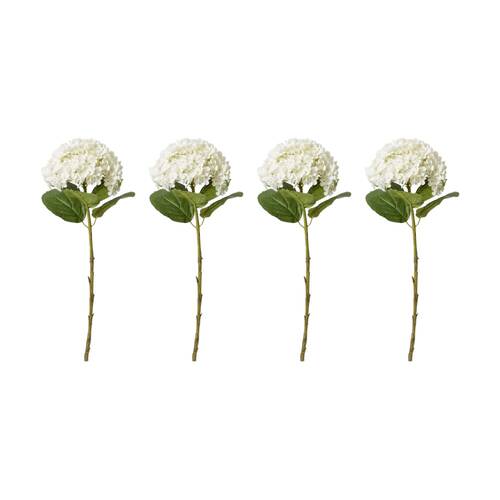 4PK E Style Hydrangea Stem Artificial Flower Decoration White 24x24x75cm