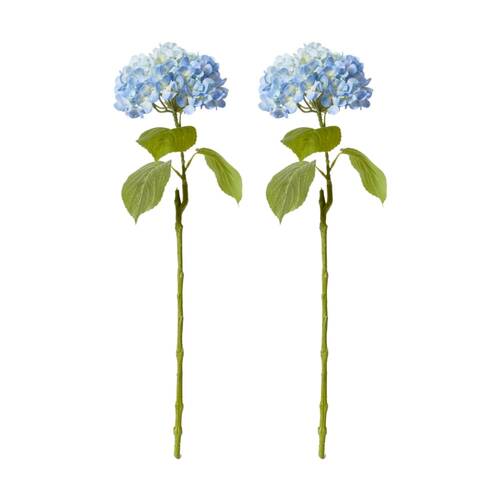 2PK E Style Hydrangea Bloom Stem Artificial Flower Blue 25x20x60cm