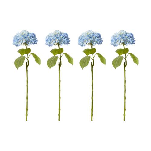 4PK E Style Hydrangea Bloom Stem Artificial Flower Blue 25x20x60cm
