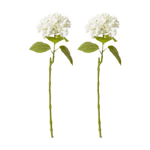 2PK E Style Hydrangea Bloom Stem Artificial Flower Ivory 25x20x60cm