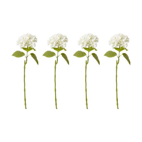 4PK E Style Hydrangea Bloom Stem Artificial Flower Ivory 25x20x60cm