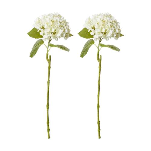 2PK E Style Hydrangea Bloom Stem Artificial Flower White 25x20x60cm