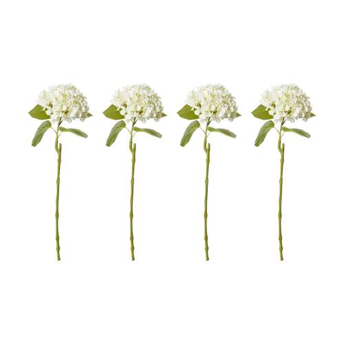 4PK E Style Hydrangea Bloom Stem Artificial Flower White 25x20x60cm