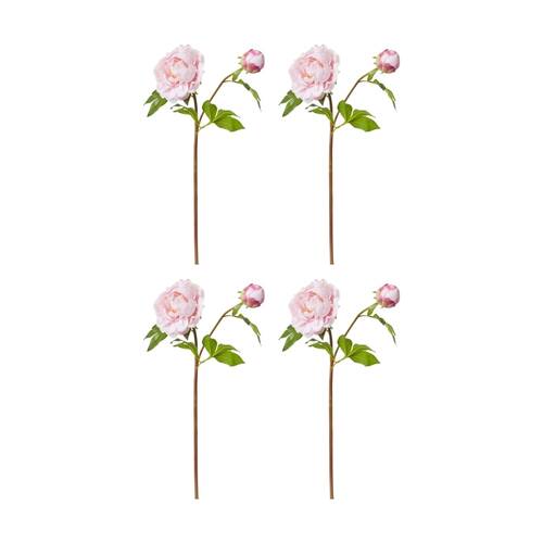 4PK E Style Peony Garden Spray Artificial Flower Stem Soft Pink 30x20x62cm