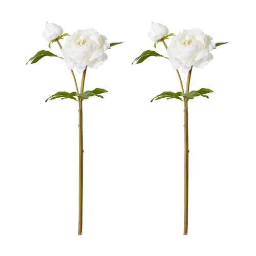 2PK E Style Peony Garden Spray Artificial Flower Stem White 30x20x62cm