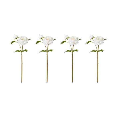 4PK E Style Peony Garden Spray Artificial Flower Stem White 30x20x62cm