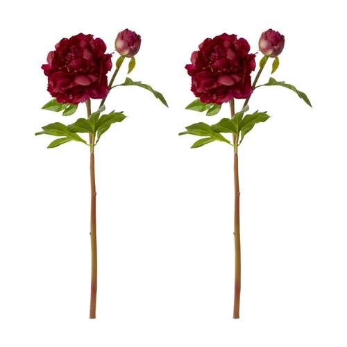 2PK E Style Peony Festiva Spray Artificial Flower Decoration Burgundy 30x20x61cm
