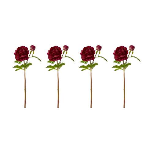 4PK E Style Peony Festiva Spray Artificial Flower Decoration Burgundy 30x20x61cm