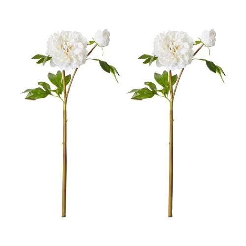 2PK E Style Peony Festiva Spray Artificial Flower Decoration White 30x20x61cm