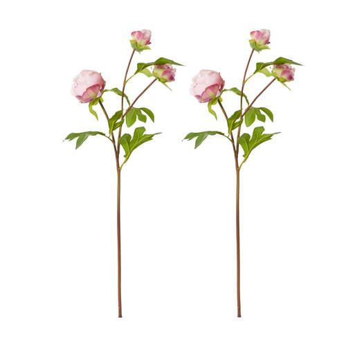 2PK E Style Peony Bud Spray Artificial Flower Stem Blush Pink 25x25x62cm