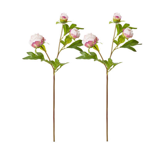 2PK E Style Peony Bud Spray Artificial Flower Stem Pink 25x25x62cm