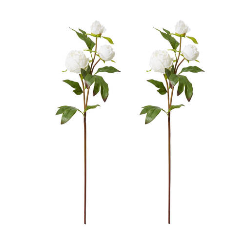 2PK E Style Peony Bud Spray Artificial Flower Stem White 25x25x62cm