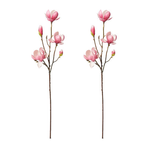 2PK E Style Magnolia Tree Spray Artificial Flower Stem Hot Pink 25x18x72cm
