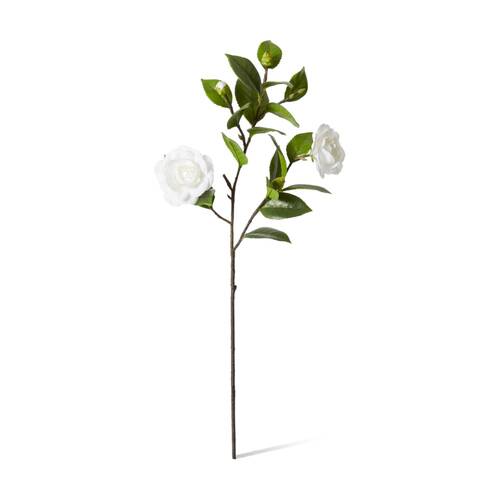 E Style Camellia Spray Artificial Flower Stem White Green 30x25x69cm