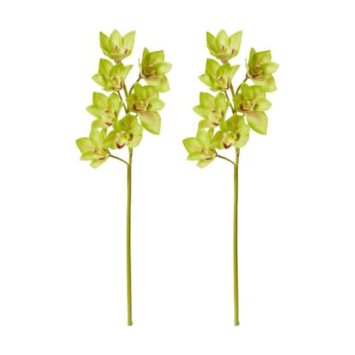2PK E Style Cymbidium Lush Stem Artificial Flower Green 18x10x58cm