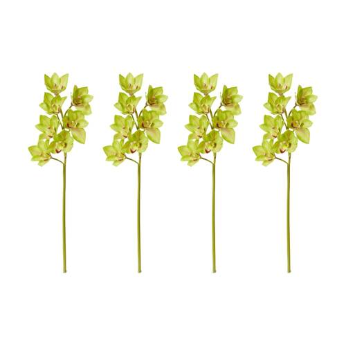 4PK E Style Cymbidium Lush Stem Artificial Flower Green 18x10x58cm